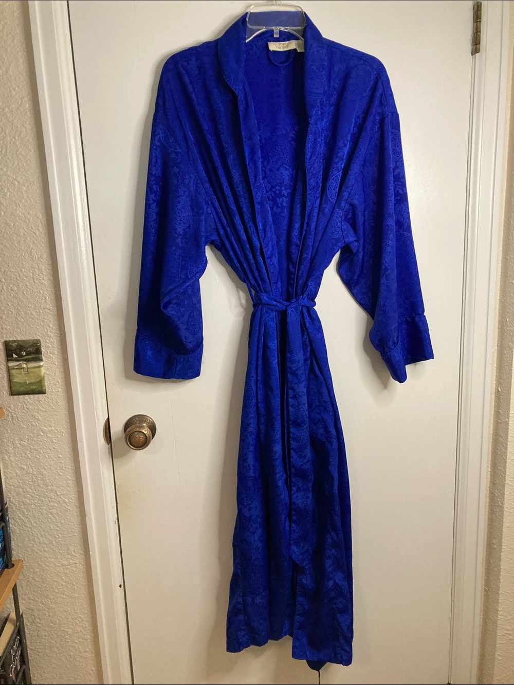 Victoria's Secret Deep Blue Luxury Fabric Jacquard Robe
